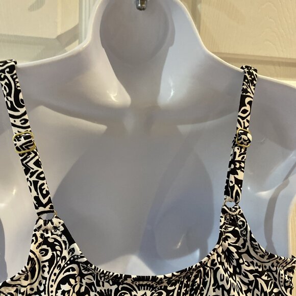 Lands’ End Women’s Tank Swimsuit Bathing Suit Slimming Paisley Black Size Medium - Picture 6 of 12